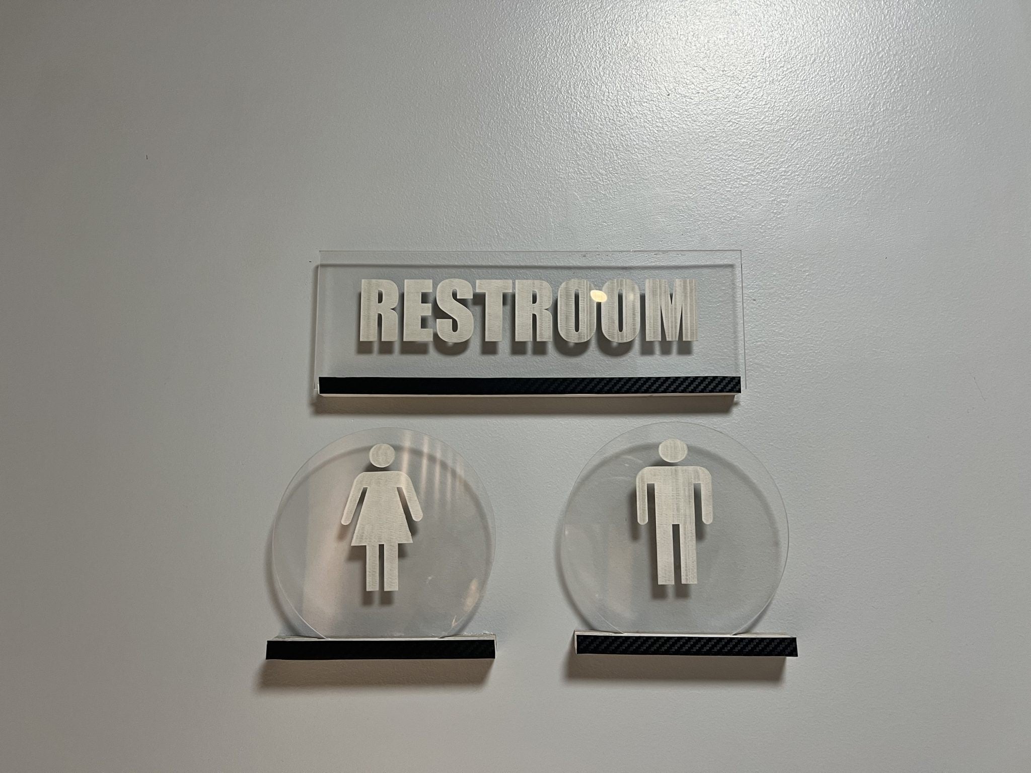 Simple restroom sign for planning bathroom access during an outing